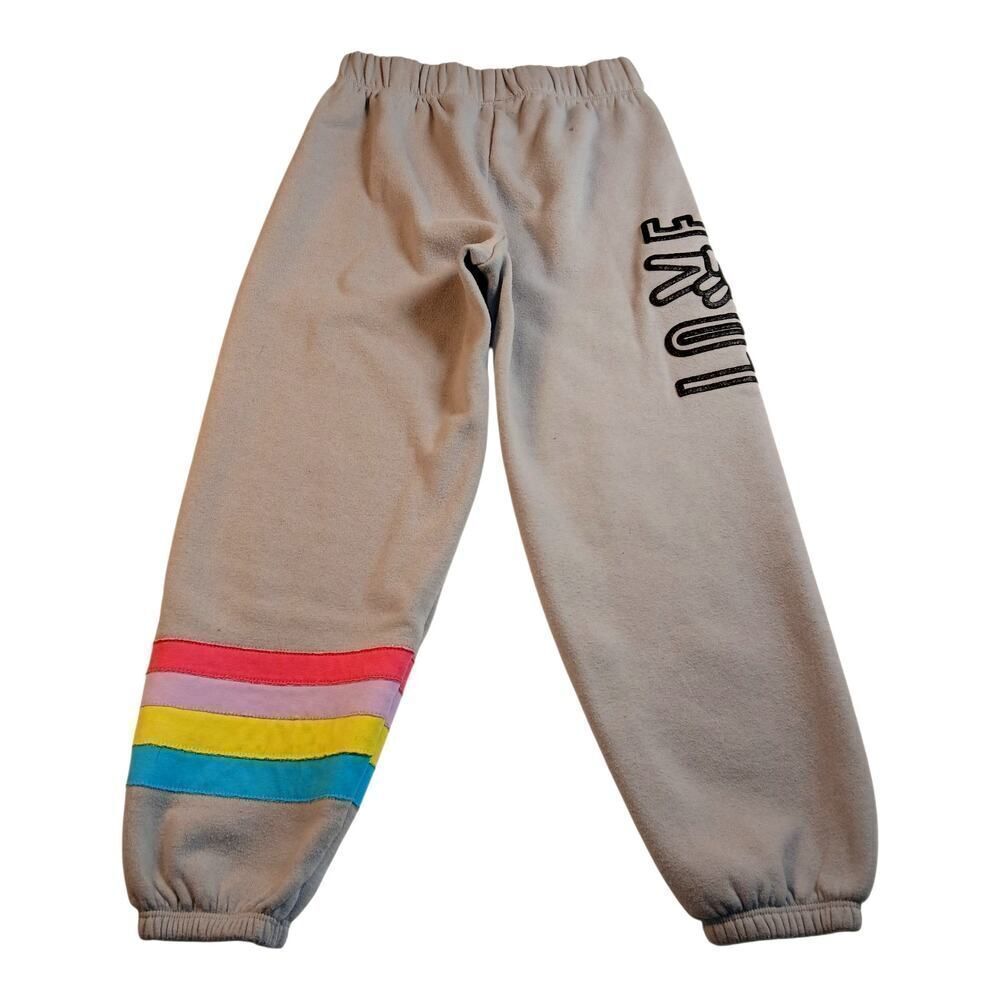 Sugar & Jade Girls Gray Peace Print Sweatpants - Size Small - Picture 2 of 4